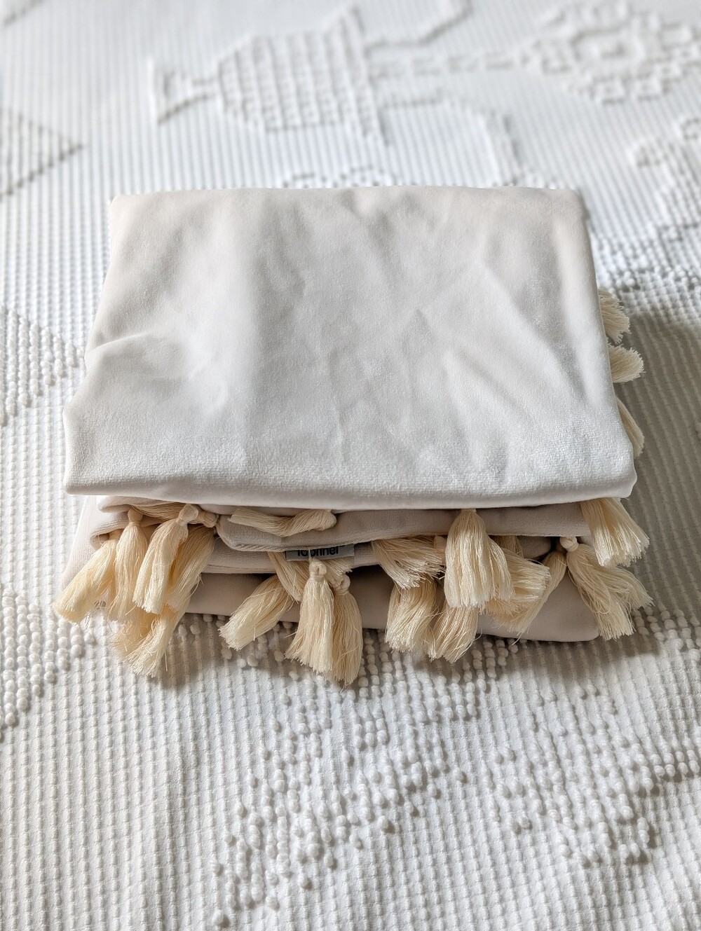 Topfinel Cream Neutral Tassel Sham Pillow Covers Velvety Soft Size 26"X26"
